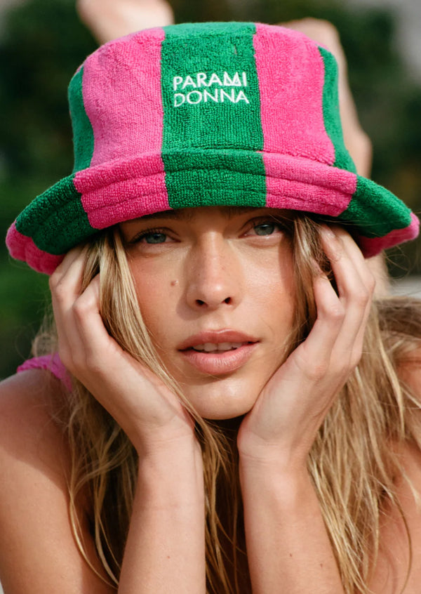 PARAMIDONNA Women Beach Bucket Hat Fuchsia Emerald