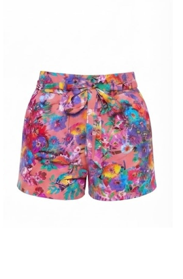 LULI FAMA Women Water Blossoms Tie Waist Bermuda Shorts