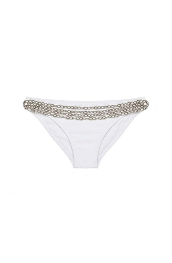 KENDALL & KYLIE Women White Chain Strap Bikini Bottom