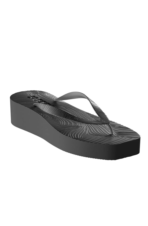 SLEEPERS Women High Platform Black Flip Flops