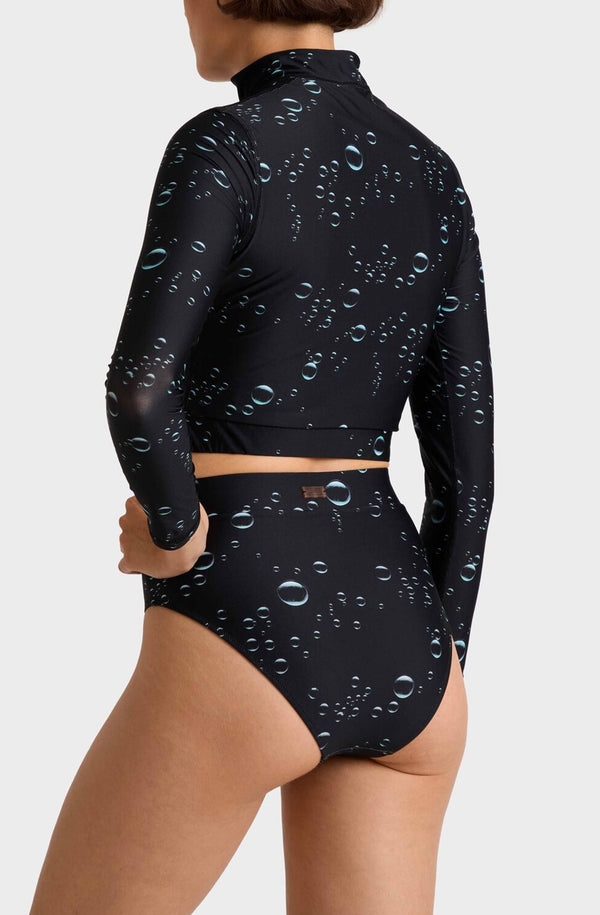 VILEBREQUIN Women Full Zip Crop Top Rashguard Bubble 3D