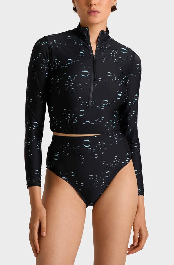 VILEBREQUIN Women Full Zip Crop Top Rashguard Bubble 3D