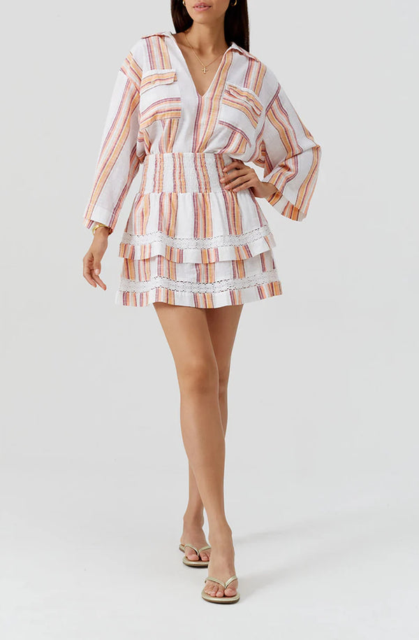 MELISSA ODABASH Women Barbara Sunset Stripe Ruffled Skirt