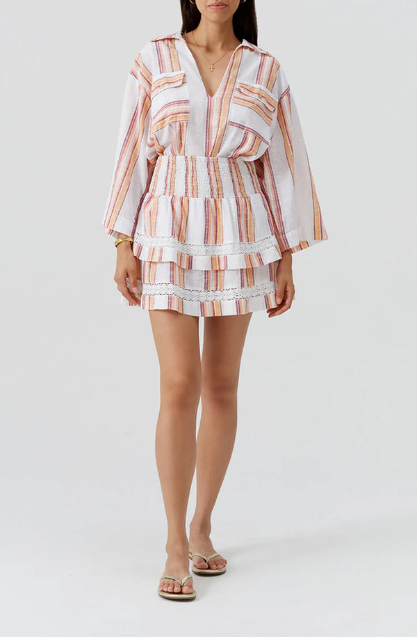 MELISSA ODABASH Women Barbara Sunset Stripe Ruffled Skirt