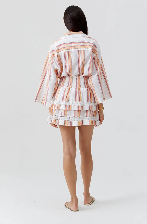 MELISSA ODABASH Women Barbara Sunset Stripe Ruffled Skirt