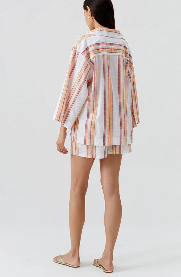 MELISSA ODABASH Women Billi Sunset Stripe V Necked Collared Shirt