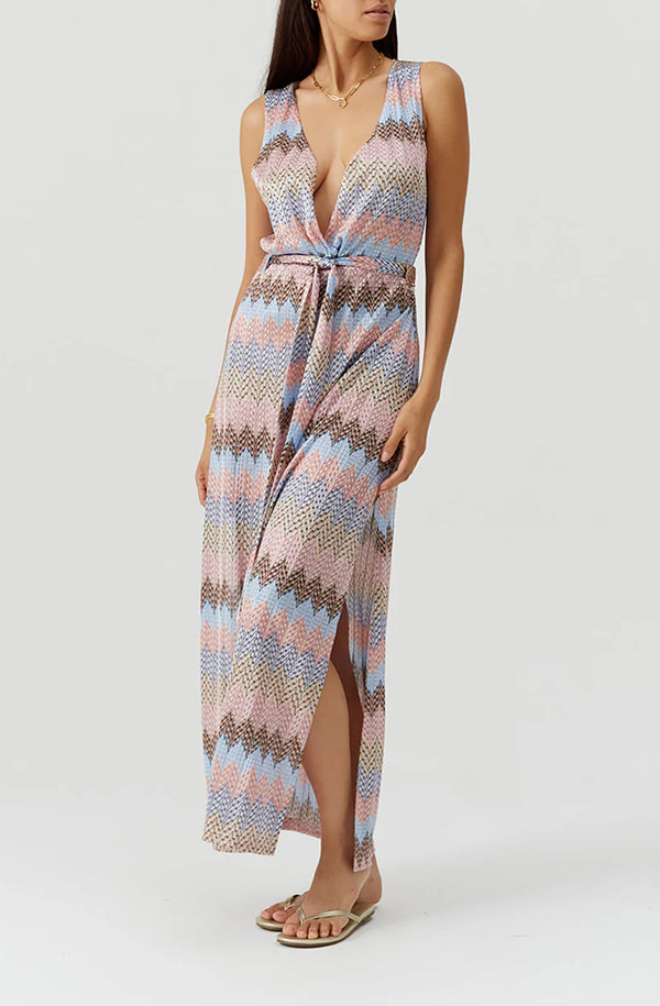 MELISSA OSABASH Women Bria Zigzag Stripe Maxi Knit Dress