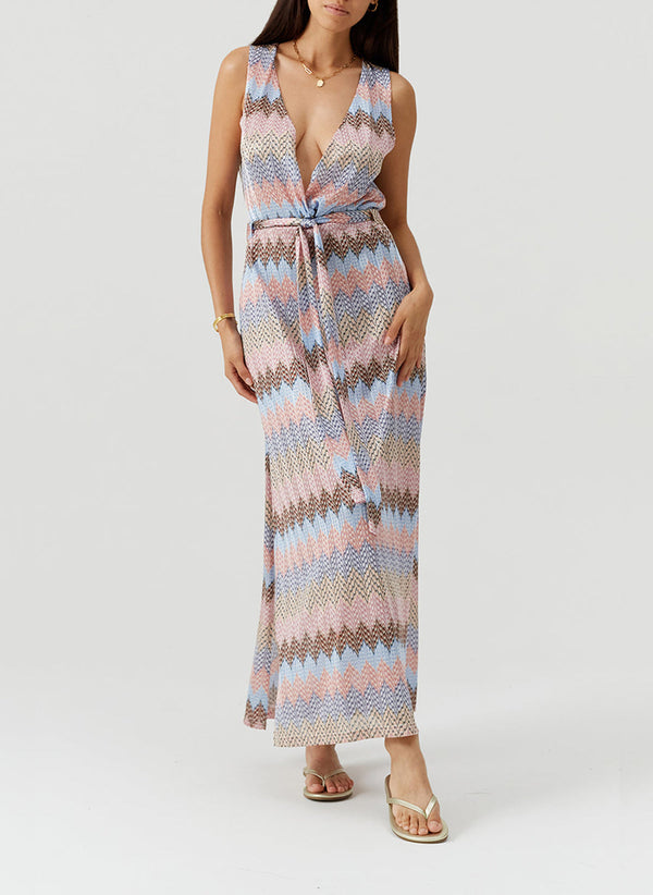 MELISSA OSABASH Women Bria Zigzag Stripe Maxi Knit Dress