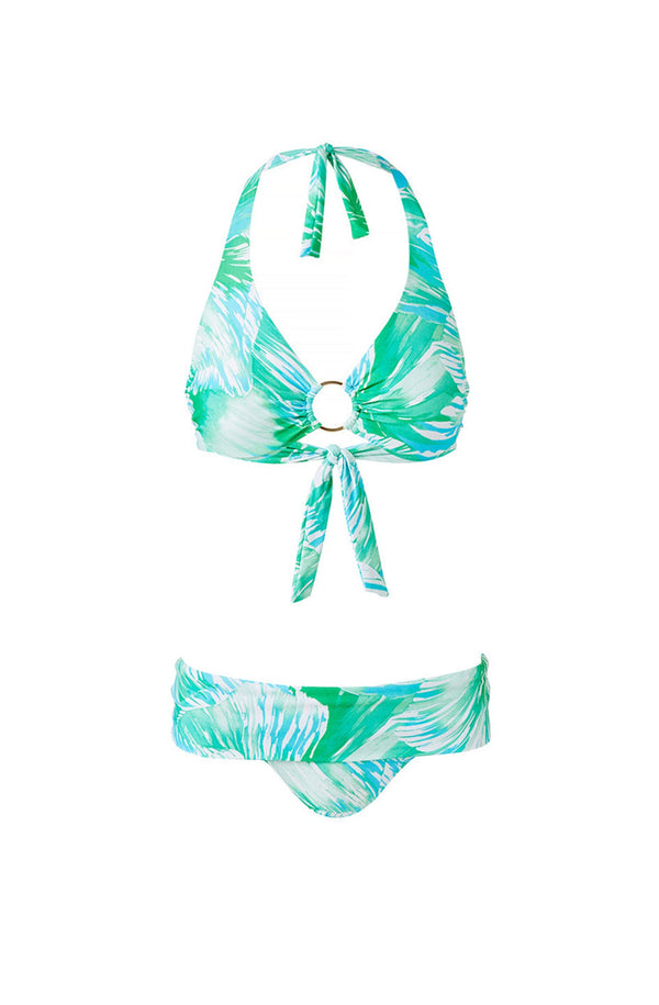 MELISSA ODABASH Women Brussels Rainforest Ring Trim Halterneck Bikini