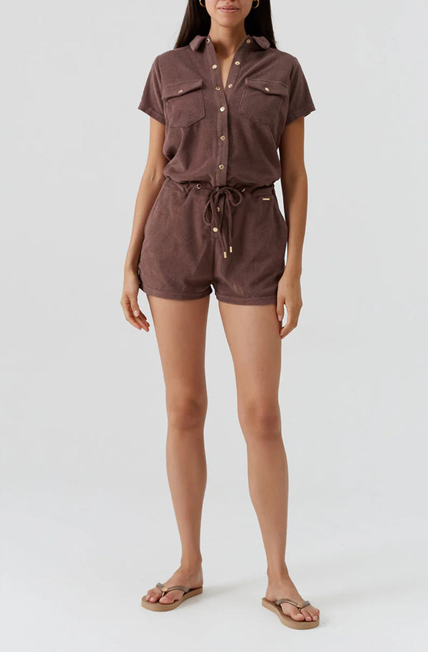 MELISSA ODABASH Women Cheryl Coffee Playsuit