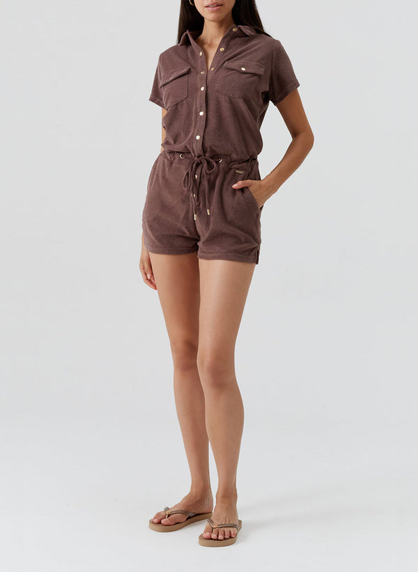 MELISSA ODABASH Women Cheryl Coffee Playsuit