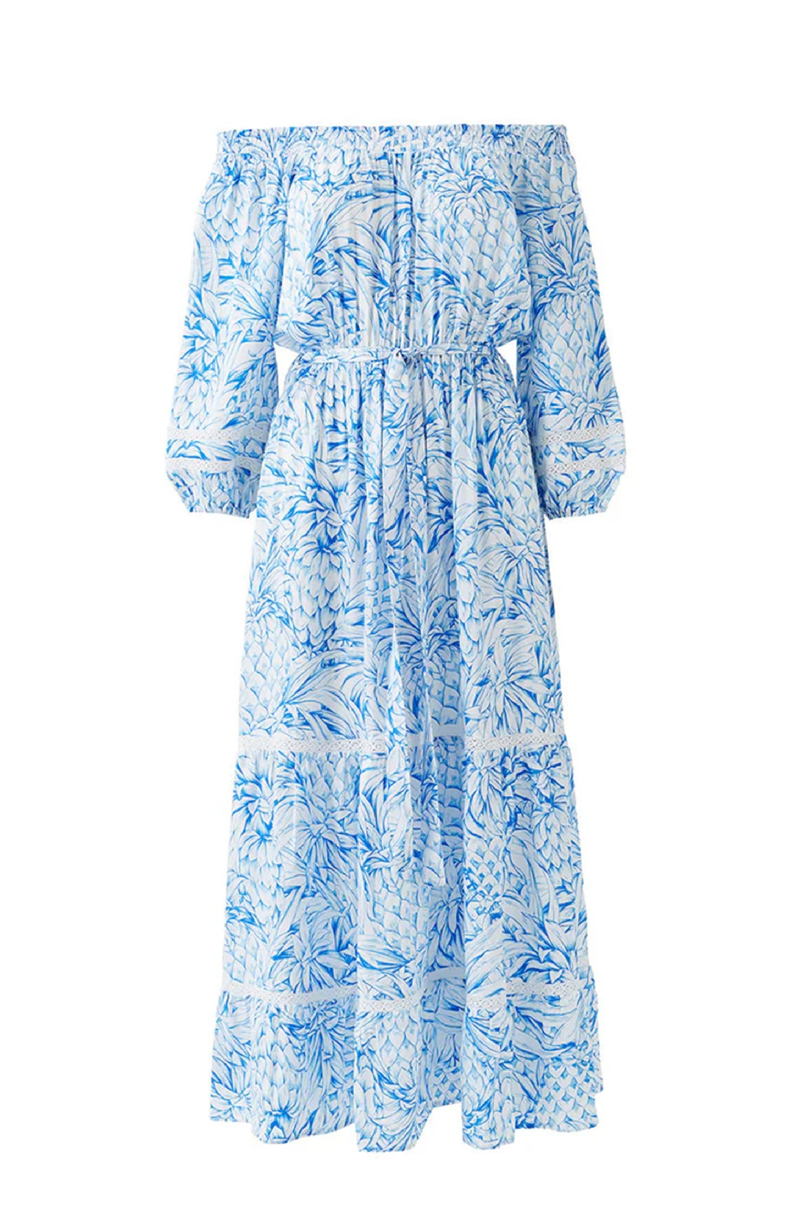 MELISSA ODBASH Women Clover Pineapples Off Shoulder Midi Dress