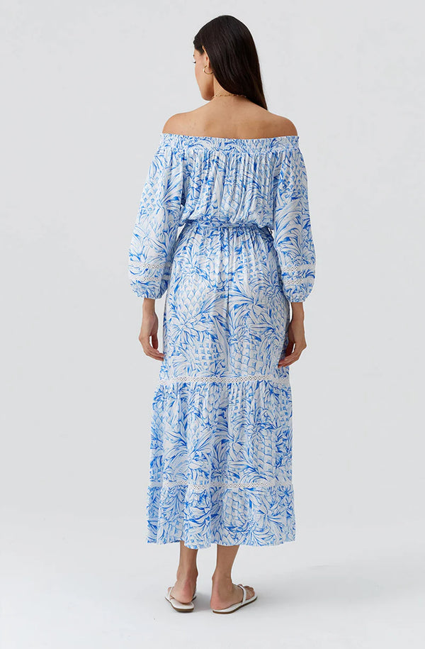 MELISSA ODBASH Women Clover Pineapples Off Shoulder Midi Dress