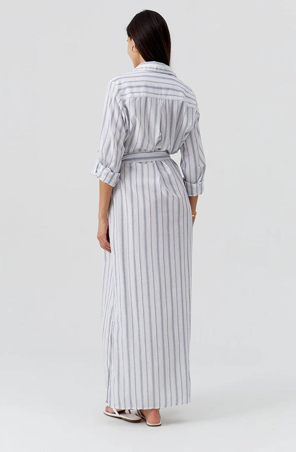 MELISSA ODABASH Women Darcy Stripe Linen Midi Shirt Dress