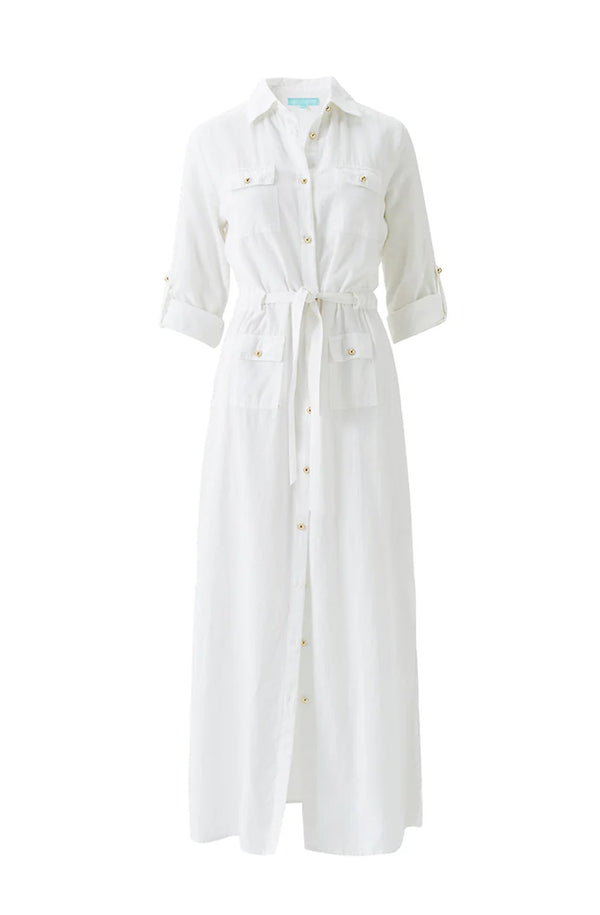 MELISSA ODABASH Women Darcy White Midi Shirt Dress