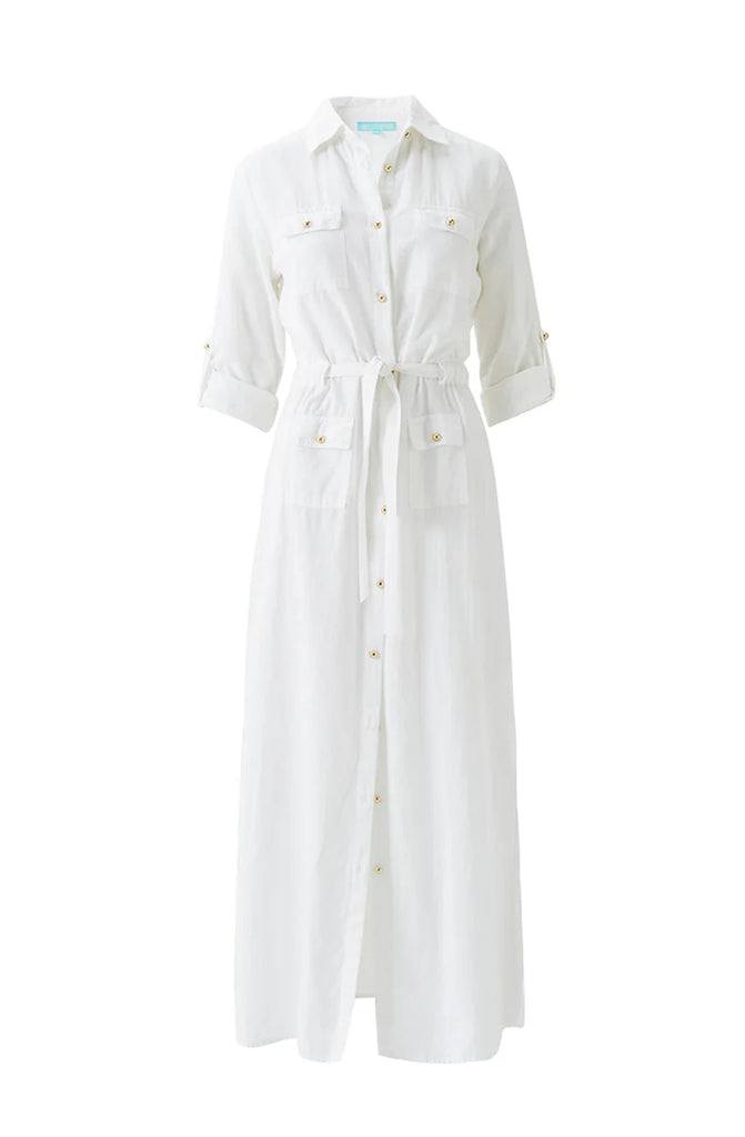 MELISSA ODABASH Women Darcy White Midi Shirt Dress