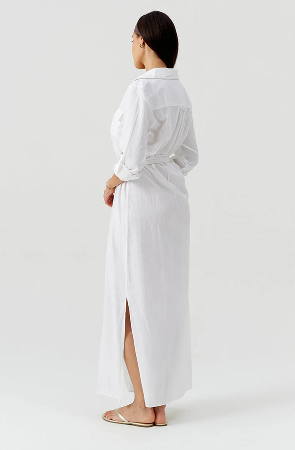 MELISSA ODABASH Women Darcy White Midi Shirt Dress