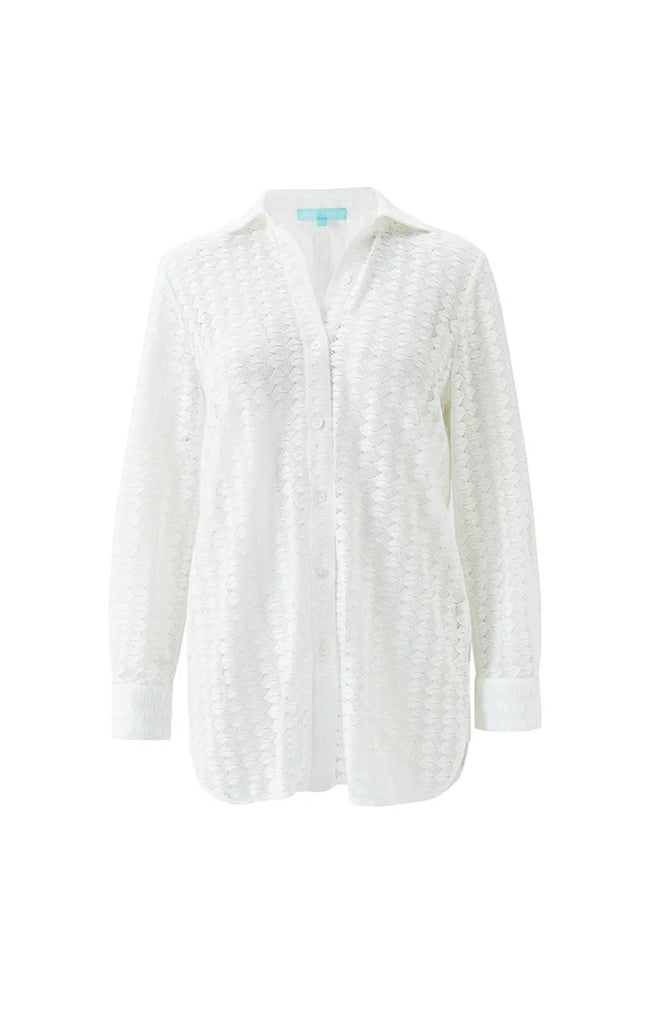 MELISSA ODABASH Women Daria White Knit Button Down Shirt