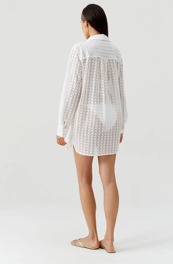 MELISSA ODABASH Women Daria White Knit Button Down Shirt