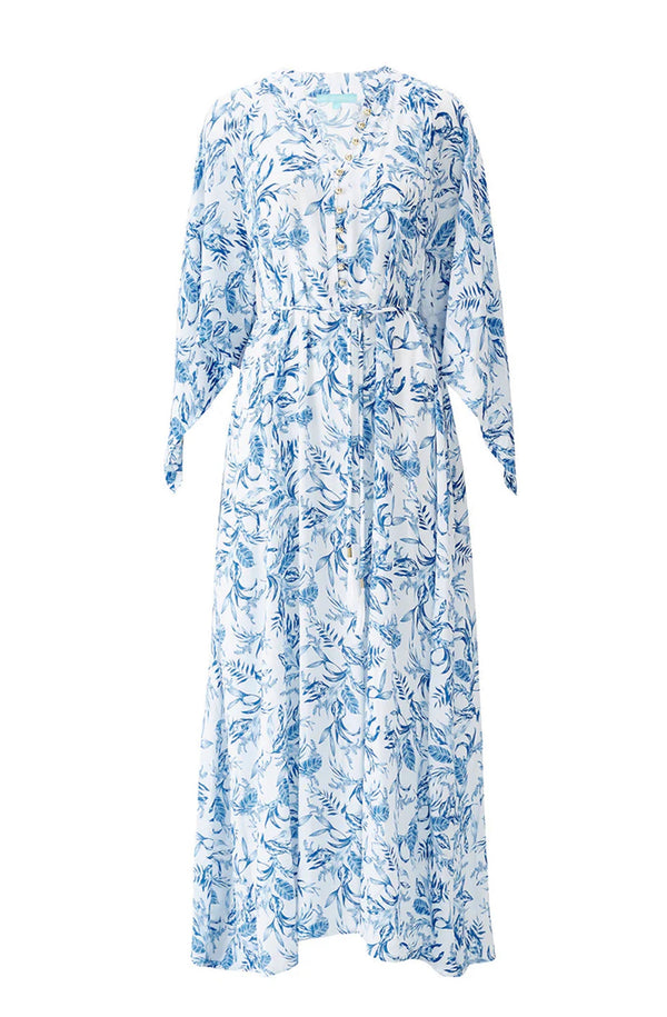 MELISSA ODABASH Women Edith Blue Leaf Long Dress