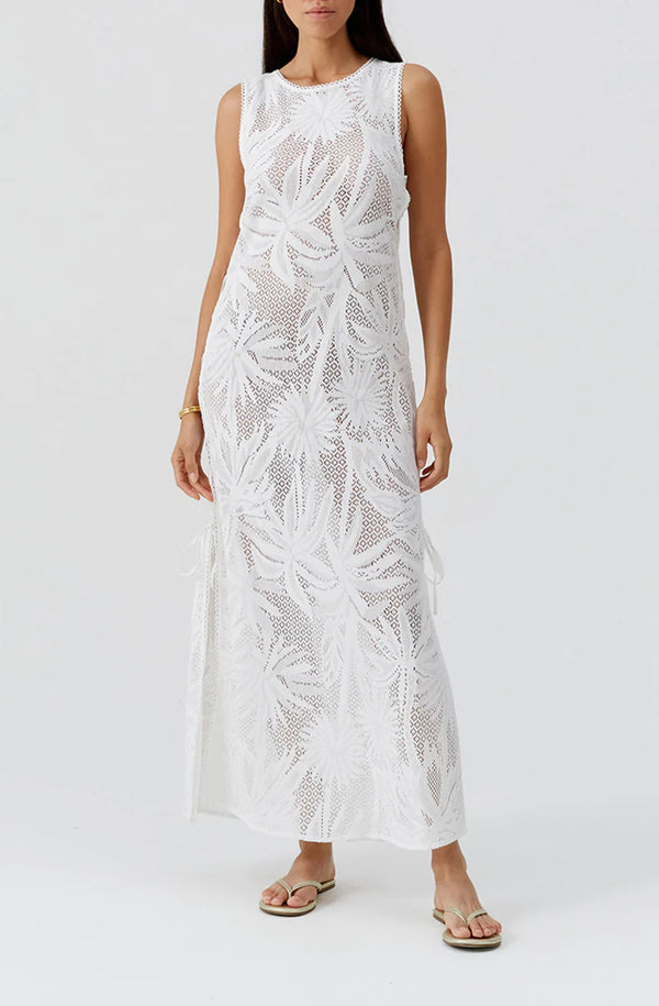 MELISSA ODABASH Women Jada White Long Lace Up Knit Dress