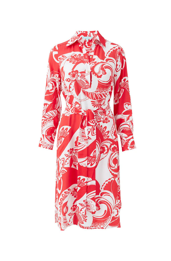 MELISSA ODABASH Women Layla Floral Midi Belted Shirt Dress