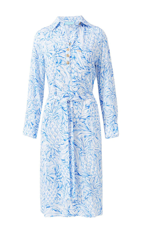 MELISSA ODBASH Women Layla Pineapples Midi Belted Shirt Dress