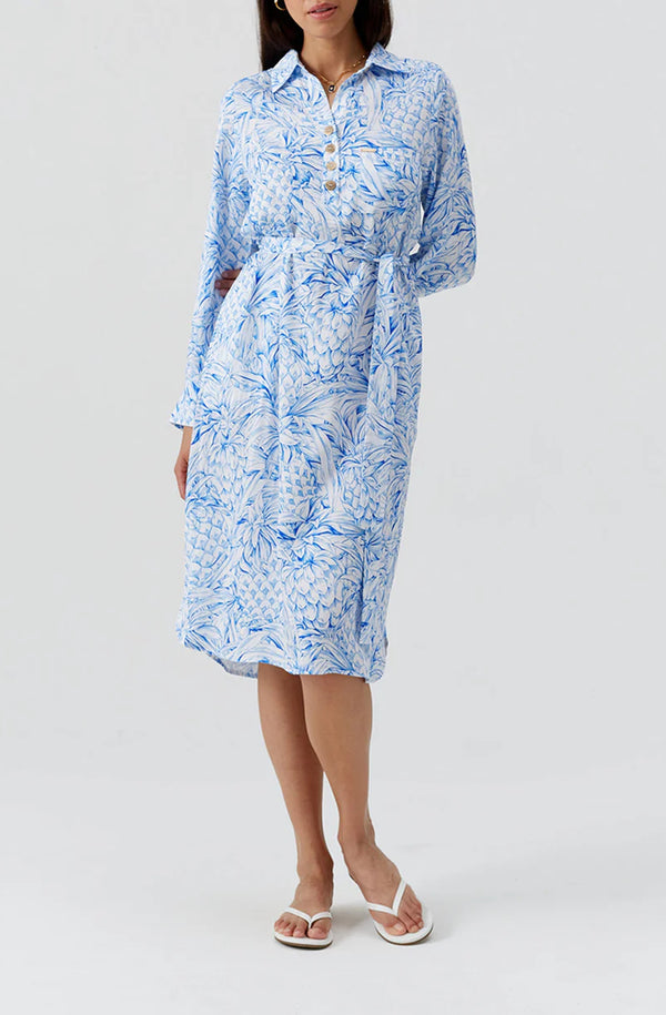 MELISSA ODBASH Women Layla Pineapples Midi Belted Shirt Dress