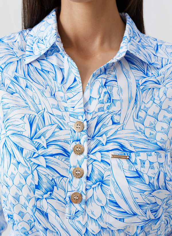 MELISSA ODBASH Women Layla Pineapples Midi Belted Shirt Dress