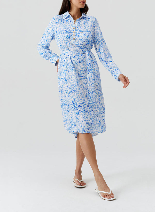 MELISSA ODBASH Women Layla Pineapples Midi Belted Shirt Dress