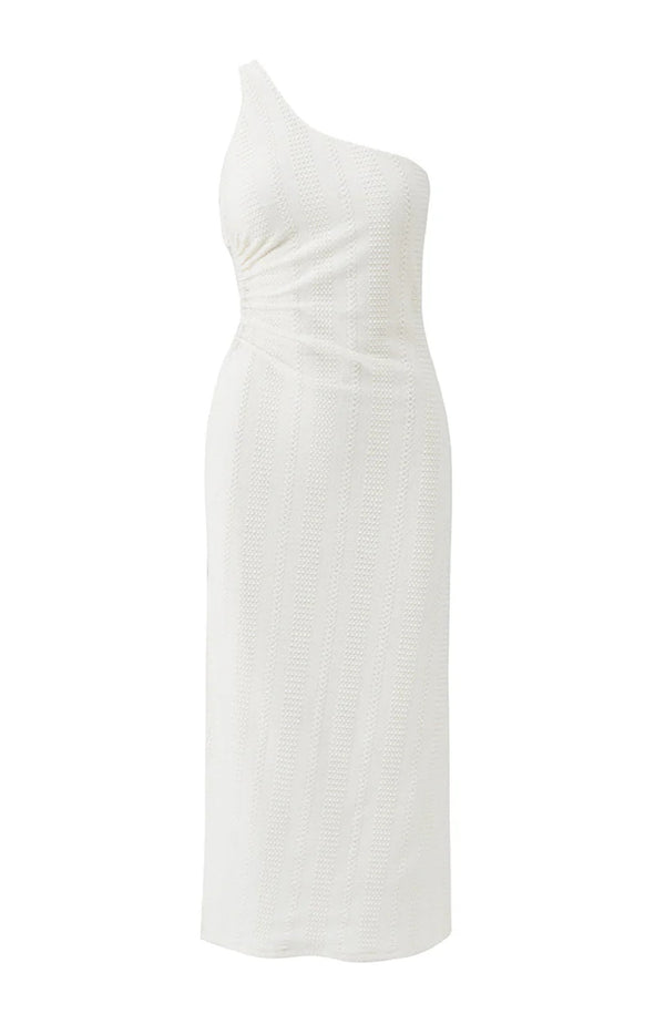 MELISSA ODABASH Women Lizzie White Midi Cut Out One-Shoulder Knit Dress