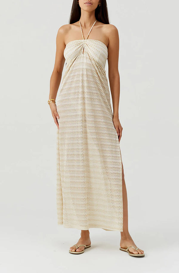 MELISSA ODABASH Women Mila Gold Long Knit Dress