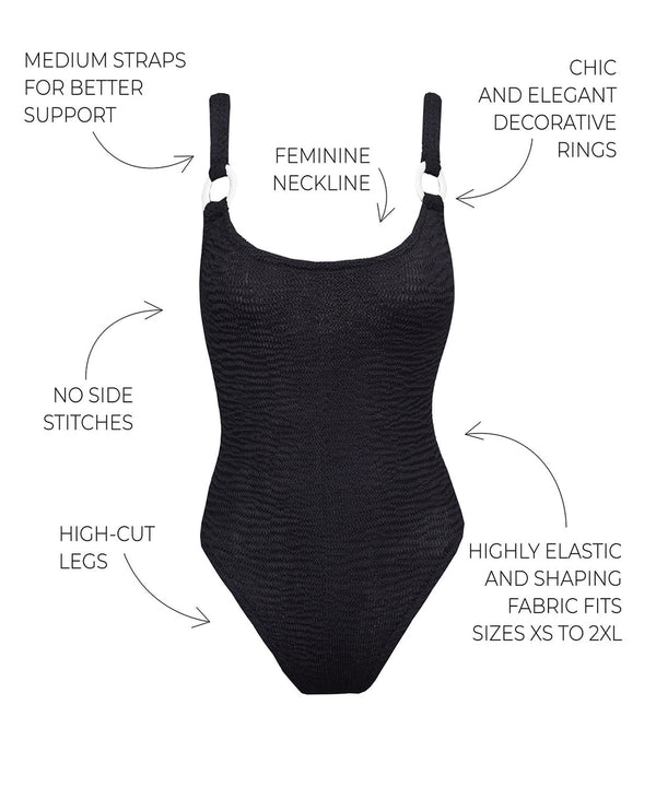 PARAMIDONNA Women Sophia Black Wide Strap One-Piece Swimsuit