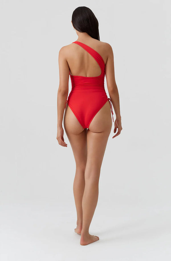 MELISSA ODABASH Women Polynesia Red One-Shoulder Swimsuit
