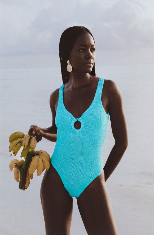 PARAMIDONNA Women Romana Aqua Blue Ring One-Piece Swimsuit