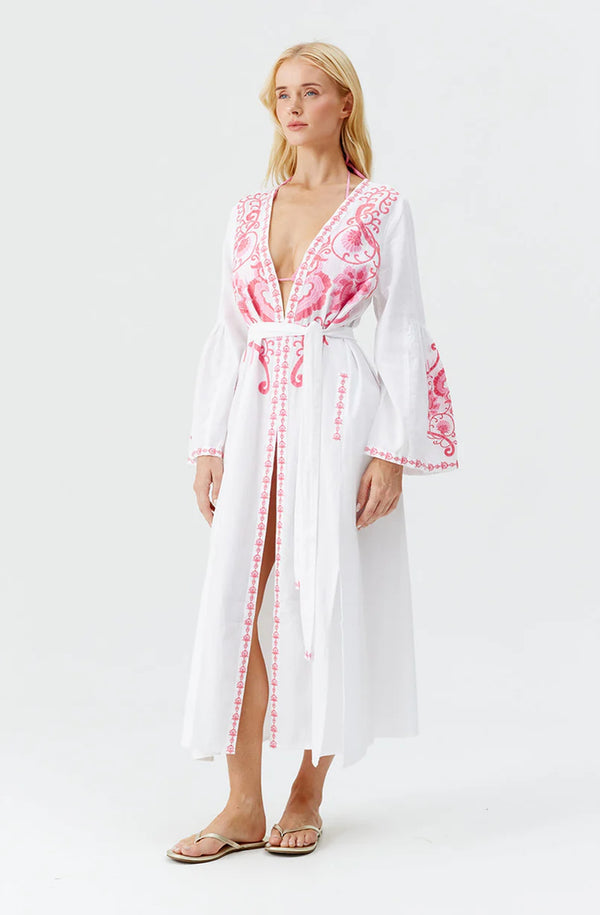 MELISSA ODABASH Women Romilly White Pink Kaftan