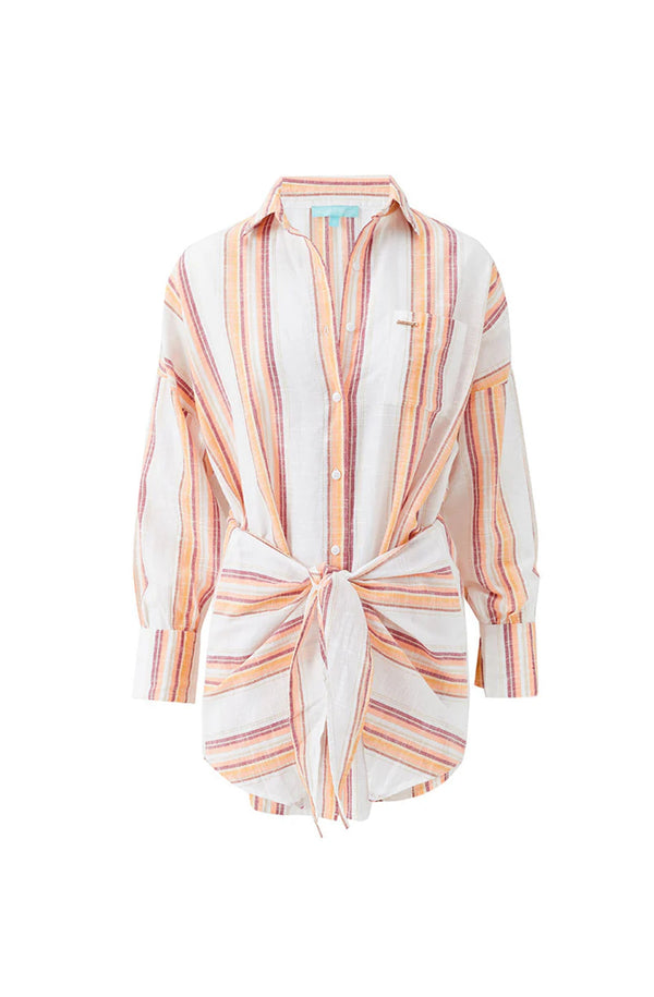 MELISSA ODABASH Women Sara Sunset Stripe Tie-Front Short Shirt Dress
