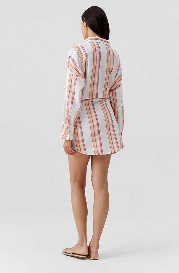 MELISSA ODABASH Women Sara Sunset Stripe Tie-Front Short Shirt Dress