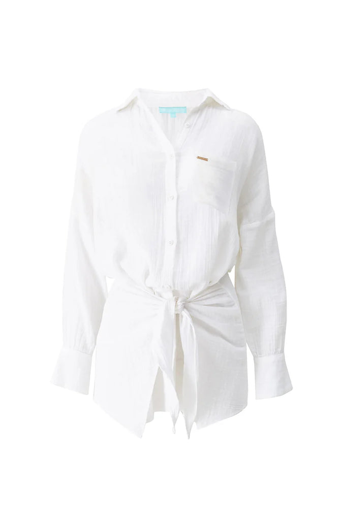 MELISSA ODABASH Women Sara White Short Shirt Dress