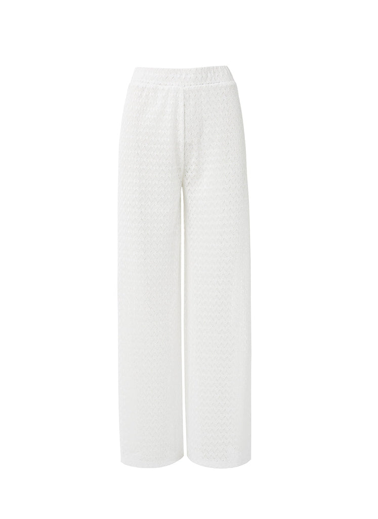 MELISSA ODABASH Sienna White Crochet Beach Trousers