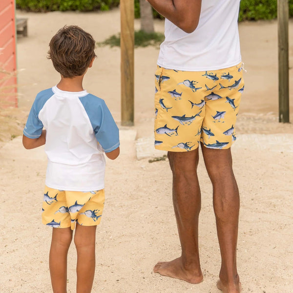 SNAPPERROCK Boys Sunrise Stripe Short Sleeves Rash Top