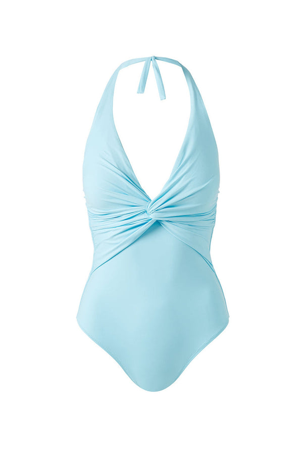 MELISSA ODABASH Women Zanzibar Sky Blue Twist Halter neck Swimsuit
