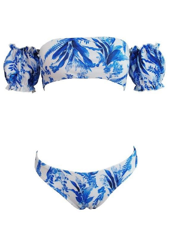 FERIADO NACIONAL Women Floral Printed Bandeau Bikini Set