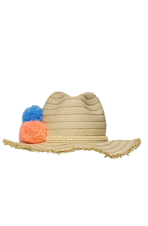 SNAPPERROCK Girls Pompom Straw Hat Sun