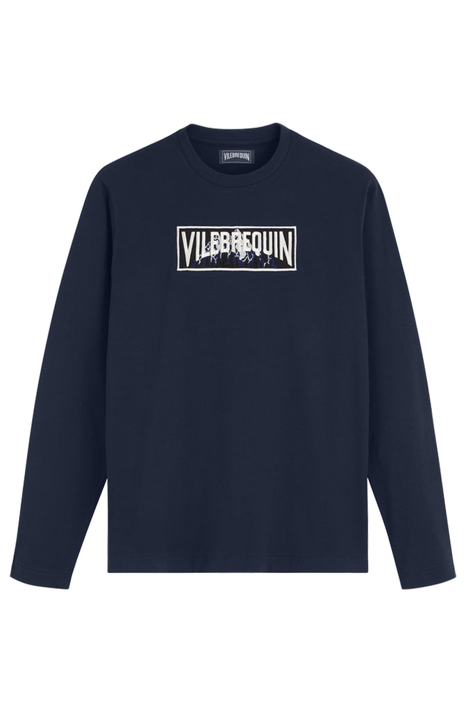 VILEBREQUIN Men Long Sleeves Cotton T-Shirt Embroidered Mountain Patch