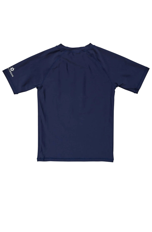 SNAPPERROCK Boys Ride the Wave Navy Short Sleeves Rash Top