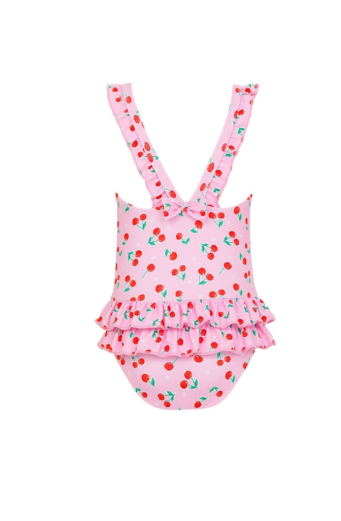 SUNUVA Baby Girls Pink Cherries Frill Swimsuit