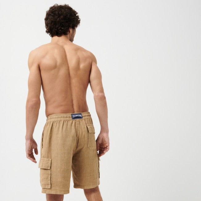 VILEBREQUIN Men Linen Bermuda Shorts Natural Dye