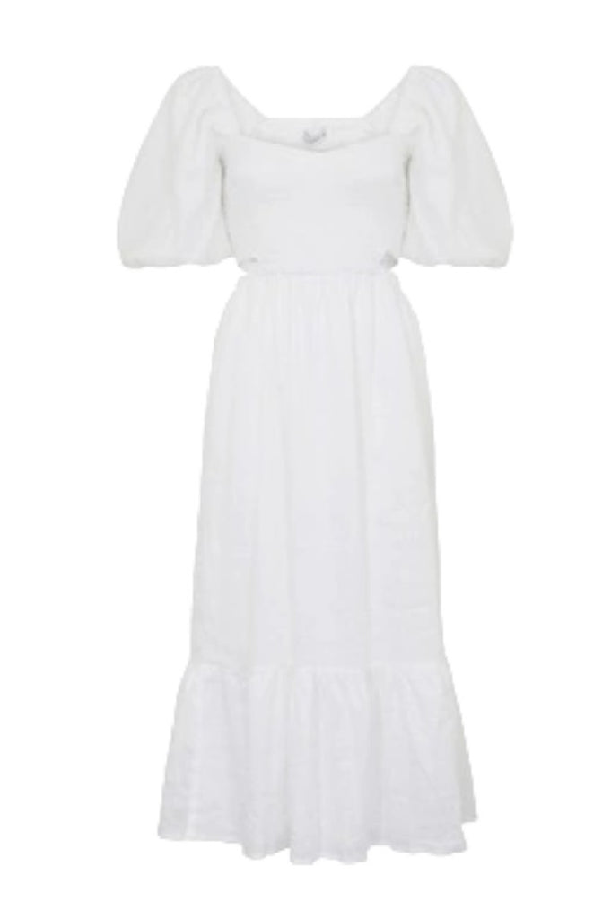 FAITHFULL THE BRAND Bloom Midi Dress Plain White