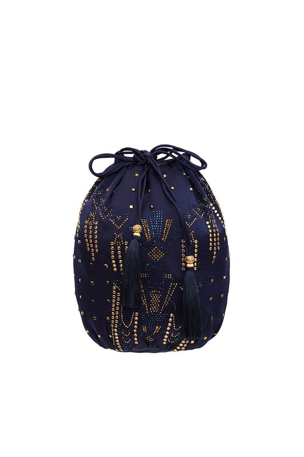 CAMILLA Women Round Drawstring Pouch - Luxe Navy